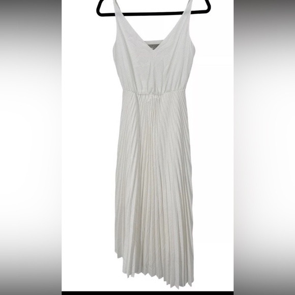 AllSaints Leia Harley Pleated Midi Slip Dress Cream Ivory Size Small NWOT - Picture 8 of 12